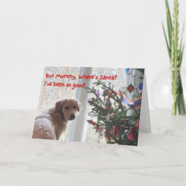 Cute Golden Retriever die op Kerstmis wacht Kaart
