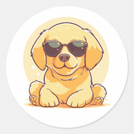 Cute Golden Retriever die zonnebrillen draagt Ronde Sticker