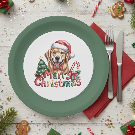 Cute Golden Retriever Dog Christmas Papieren Bordje