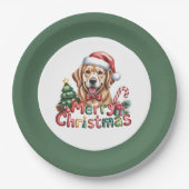 Cute Golden Retriever Dog Christmas Papieren Bordje (Voorkant)