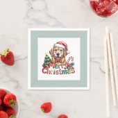 Cute Golden Retriever Dog Christmas Servet (Insitu)