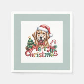 Cute Golden Retriever Dog Christmas Servet (Voorkant)