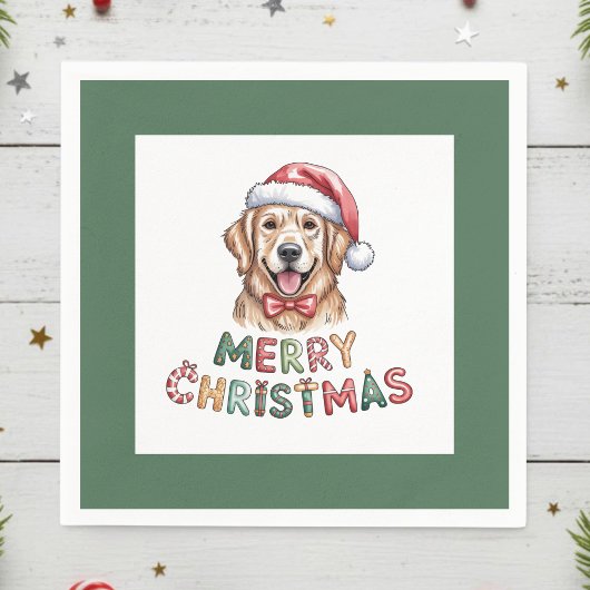 Cute Golden Retriever Dog Christmas Servet