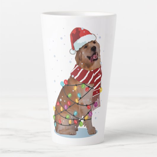 Cute Golden Retriever Dog Funny Xmas Holiday Gift Latte Mok (Voorkant)