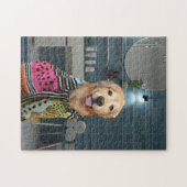 Cute Golden Retriever Dog in Bathroom Legpuzzel (Horizontaal)
