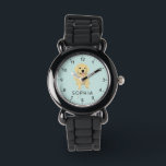 Cute Golden Retriever Dog Kinder Horloge<br><div class="desc">Dit schattige kinder horloge is voorzien van een prachtige gouden puppy illustratie,  met een plek waar je een naam kunt toevoegen in een modern,  minimalistisch lettertype. Een fantastisch cadeau voor elke hond of hondenliefhebber,  perfect om de komst van een nieuw gezelschapsdier te vieren!</div>