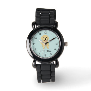 Cute Golden Retriever Dog Kinder Horloge