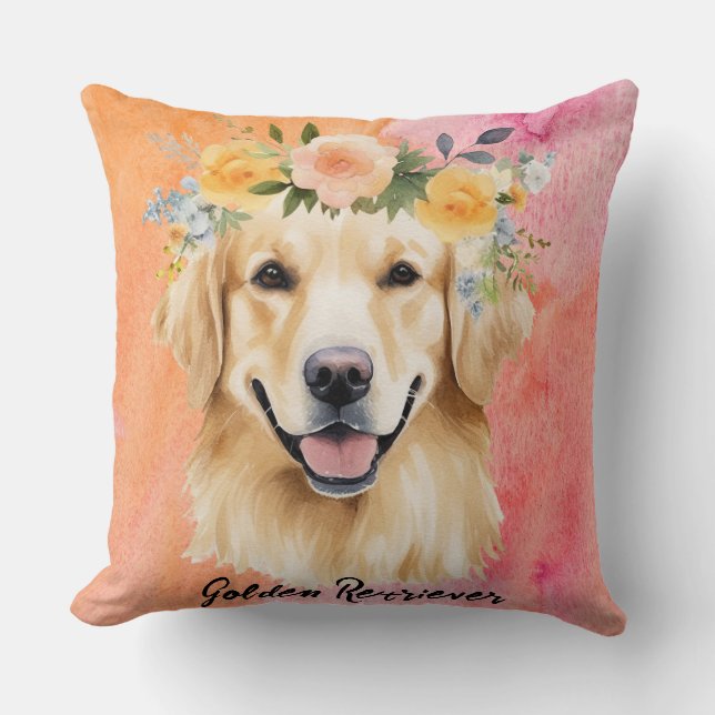 Cute Golden Retriever Dog Kussen (Voorkant)