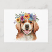 Cute Golden Retriever Dog met Flowers Briefkaart (Voorkant)