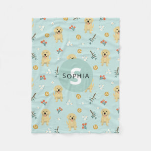 Cute Golden Retriever Dog Monogram Kinder Fleece Deken
