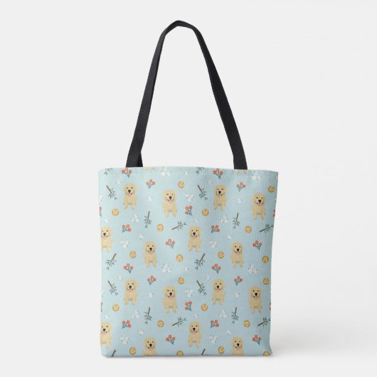 Cute Golden Retriever Dog Monogram Tote Bag (Achterkant)
