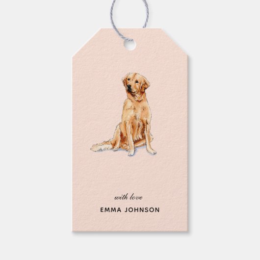 Cute Golden Retriever dog op roze Gift Labels Cadeaulabel (Voorkant)