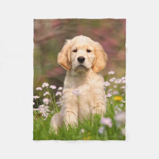 Cute Golden Retriever Dog Puppy, comfy Fleece Deken (Voorkant)