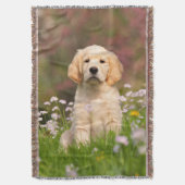 Cute Golden Retriever Dog Puppy, Cozy Blanket Deken (Voorkant Verticaal)