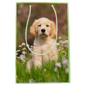 Cute Golden Retriever Dog Puppy Face Animal Foto Medium Cadeauzakje (Voorkant)