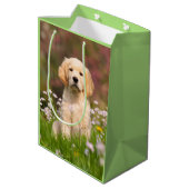 Cute Golden Retriever Dog Puppy Face Animal Foto Medium Cadeauzakje (Achterkant Gekanteld)