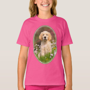 Cute Golden Retriever Dog Puppy Pet Photo - girl T-shirt