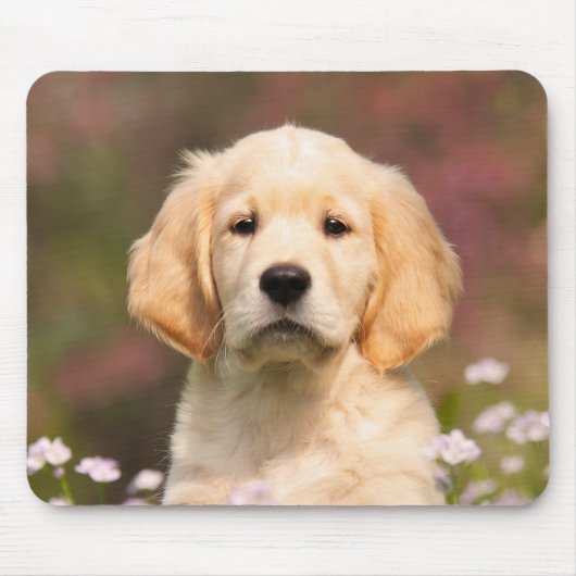 Cute Golden Retriever Dog Puppy Portrait Muismat (Voorkant)
