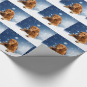 Cute Golden Retriever Dog Sitting in sneeuwtranen Cadeaupapier (Hoek)