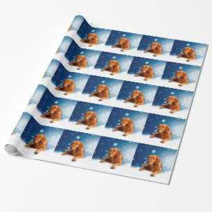 Cute Golden Retriever Dog Sitting in sneeuwtranen Cadeaupapier