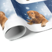 Cute Golden Retriever Dog Sitting in sneeuwtranen Cadeaupapier (Rol Hoek)