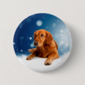 Cute Golden Retriever Dog Sitting in sneeuwtranen Ronde Button 5,7 Cm (Voorkant)