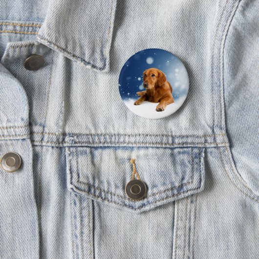 Cute Golden Retriever Dog Sitting in sneeuwtranen Ronde Button 5,7 Cm (In situ)