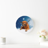 Cute Golden Retriever Dog Sitting in sneeuwtranen Ronde Klok (Huis)