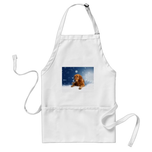 Cute Golden Retriever Dog Sitting in sneeuwtranen Standaard Schort (Voorkant)