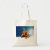 Cute Golden Retriever Dog Sitting in sneeuwtranen Tote Bag (Voorkant)