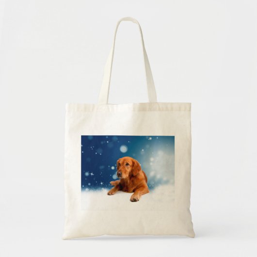 Cute Golden Retriever Dog Sitting in sneeuwtranen Tote Bag (Voorkant)