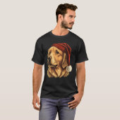 Cute Golden Retriever Dog with Christmas Hat T-shirt (Voorkant volledig)