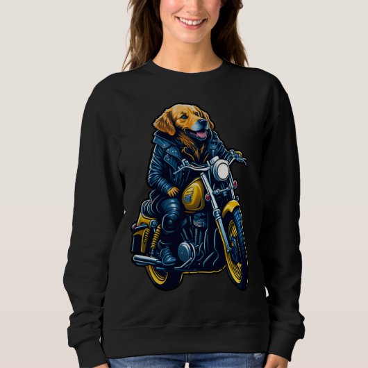 Cute golden retriever drives motorcycle at Christm Trui (Voorkant)
