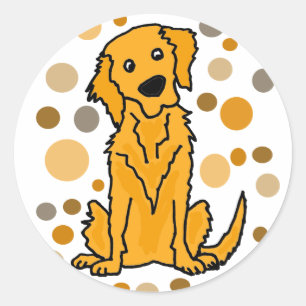 Cute Golden Retriever en Circle Pattern Art Ronde Sticker