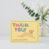 Cute Golden Retriever Fun Floral Letters    Bedankkaart (Staand voorkant)