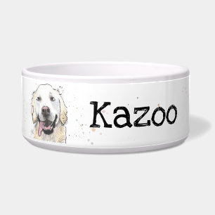 Cute Golden Retriever, gepersonaliseerd met de naa Voerbakje