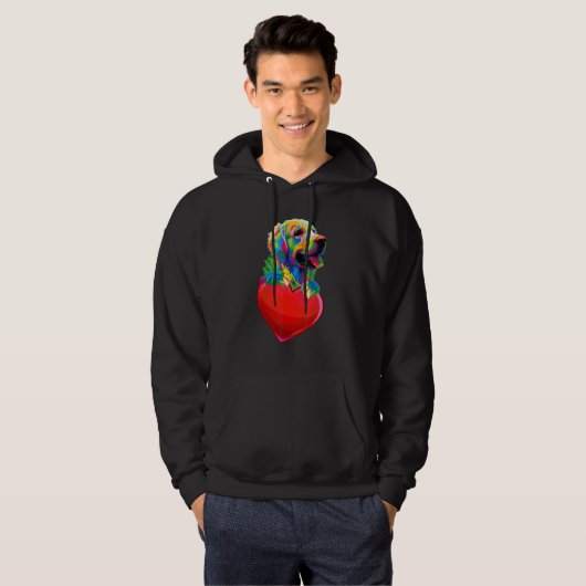Cute Golden Retriever Heart Hondenliefhebbers Colo Hoodie (Voorkant volledig)