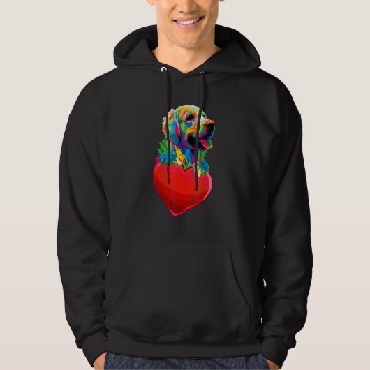 Cute Golden Retriever Heart Hondenliefhebbers Colo Hoodie (Voorkant)
