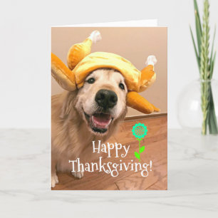 Cute Golden Retriever in de Pet Thanksgiving Turki Feestdagen Kaart