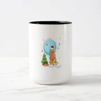 Cute Golden Retriever-kerstdog lichtboom Tweekleurige Koffiemok