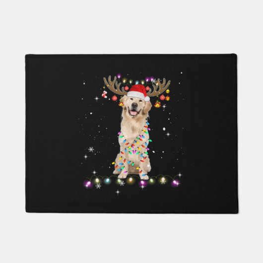 Cute Golden Retriever kerstlamour Reindeer Deurmat (Voorkant)