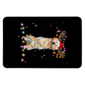 Cute Golden Retriever kerstlamour Reindeer Magneet (Horizontaal)