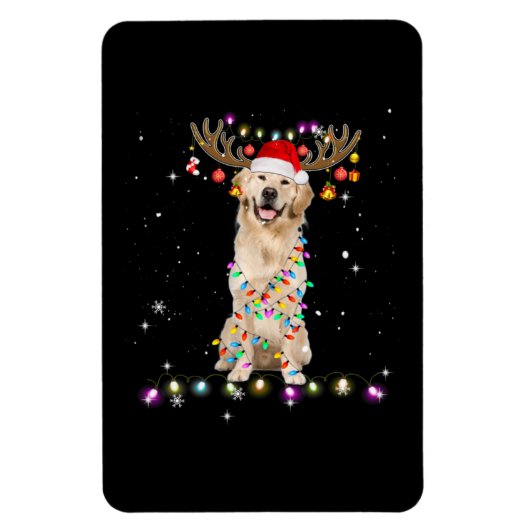 Cute Golden Retriever kerstlamour Reindeer Magneet (Verticaal)