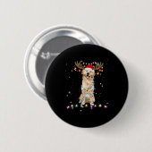 Cute Golden Retriever kerstlamour Reindeer Ronde Button 5,7 Cm (Voorkant /achterkant)
