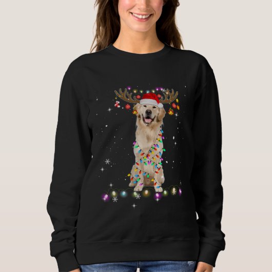 Cute Golden Retriever kerstlamour Reindeer Trui (Voorkant)