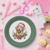 Cute Golden Retriever Kerstmis Papieren Bordje (Feest)