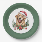 Cute Golden Retriever Kerstmis Papieren Bordje (Voorkant)