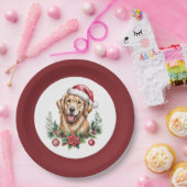 Cute Golden Retriever Kerstmis Papieren Bordje (Feest)