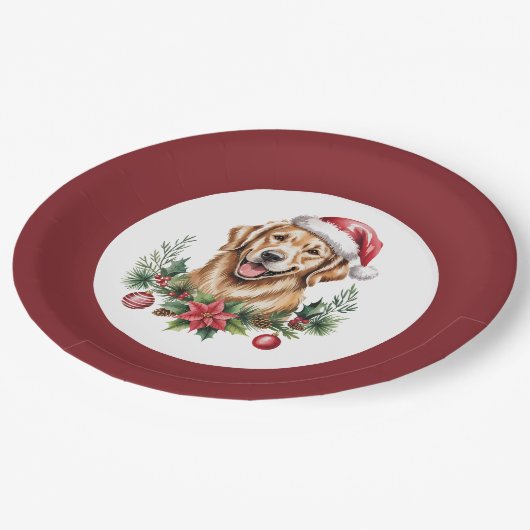Cute Golden Retriever Kerstmis Papieren Bordje (Gekanteld)