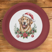 Cute Golden Retriever Kerstmis Papieren Bordje